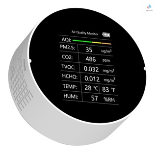 {tyth} เครื่องตรวจจับคุณภาพอากาศ 7 In 1 PM2.5 TVOC CO2 HCHO อุณหภูมิความชื้น AQI อเนกประสงค์ สําหรับบ้าน สํานักงาน รถยนต์