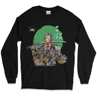 Partyprintstore เสื้อยืดแขนยาว พิมพ์ลายอนิเมะ One Piece Roronoa Zoro V1 13 สําหรับผู้ชาย