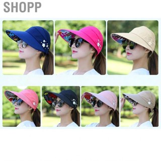 Shopp Sun Visor Hat Large Brim Summer UV Protection Cotton Foldable Lightweight Beach Cap for Women