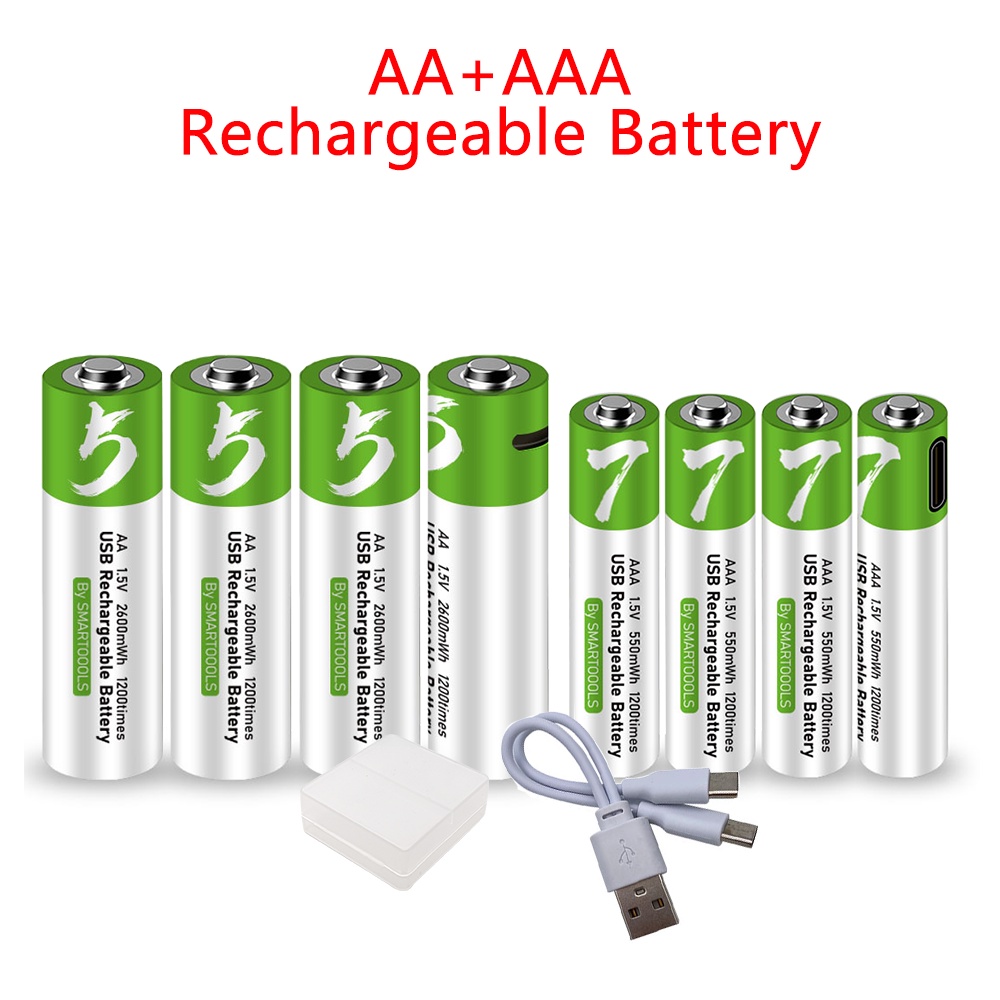 AA + AAA Rechargeable battery 1.5V AA 2600mWh AAA 750mWh USB rechargeable li-ion batteries for Elect
