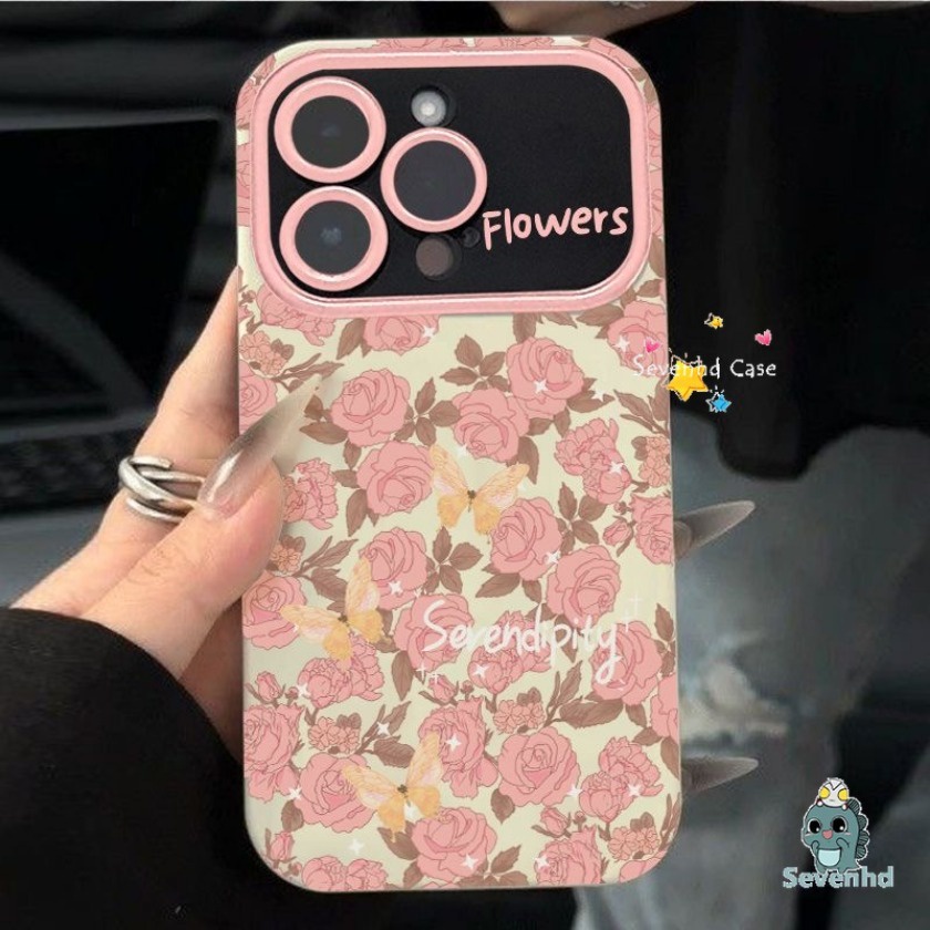 เคสโทรศัพท์มือถือ TPU นิ่ม ป้องกันเลนส์ ลายดอกไม้น่ารัก สีพื้น สําหรับ IPhone 15 14 13 12 11 Pro Max 8 7 6 6s Plus X Xr Xs Max SE 2020
