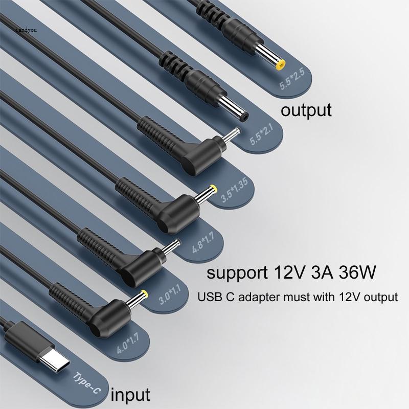 ✿ สายเคเบิล TypeC เป็น DC ปลั๊ก USB-C 4 9 ฟุต 12V เป็น DC5 5x2 1 มม. 3 5x1 35 มม.