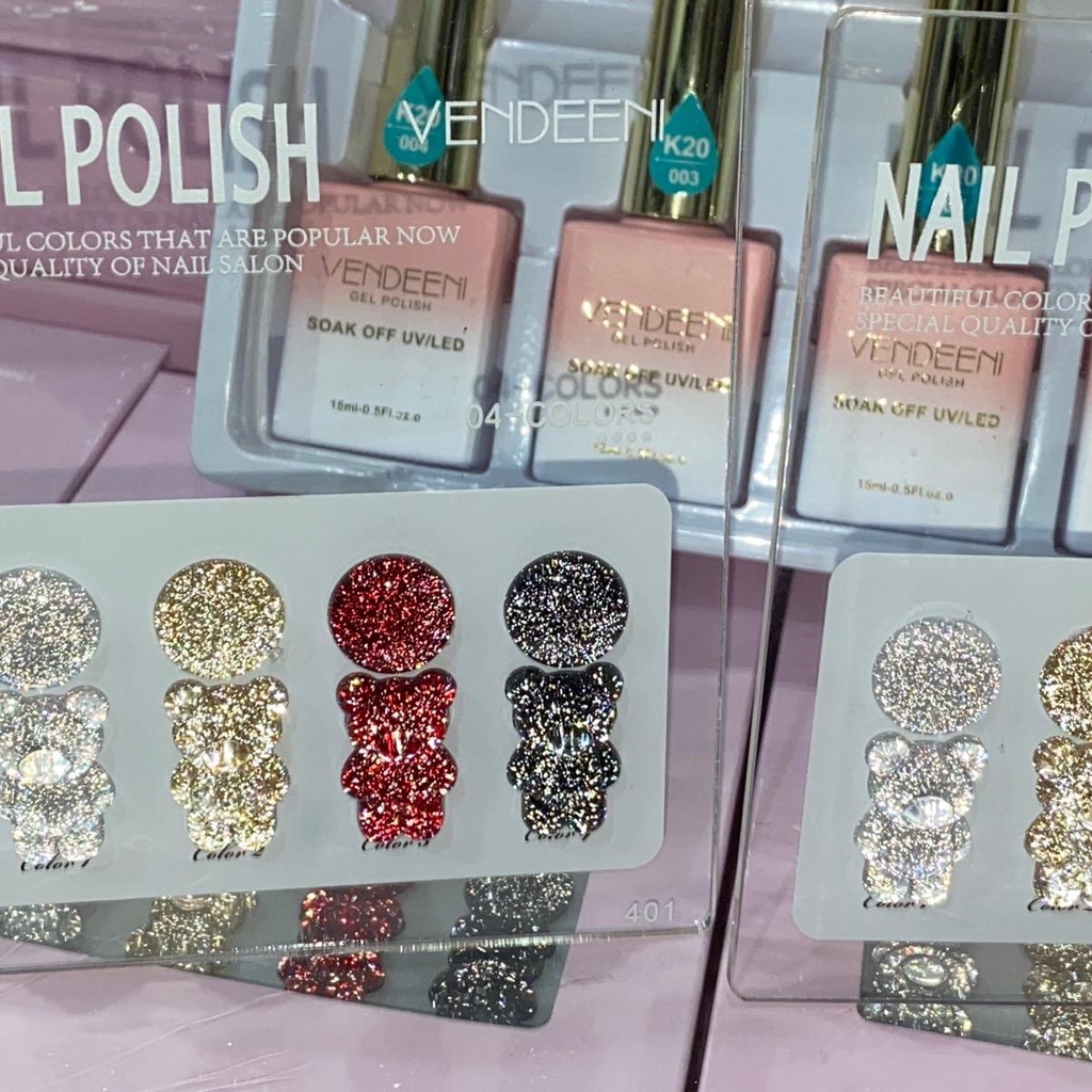 VENDEENI K20 สีที่ร้านเล็บต้องมี สีทาล็บเจล สีแฟลชสีglitter สีขายดีสุด
