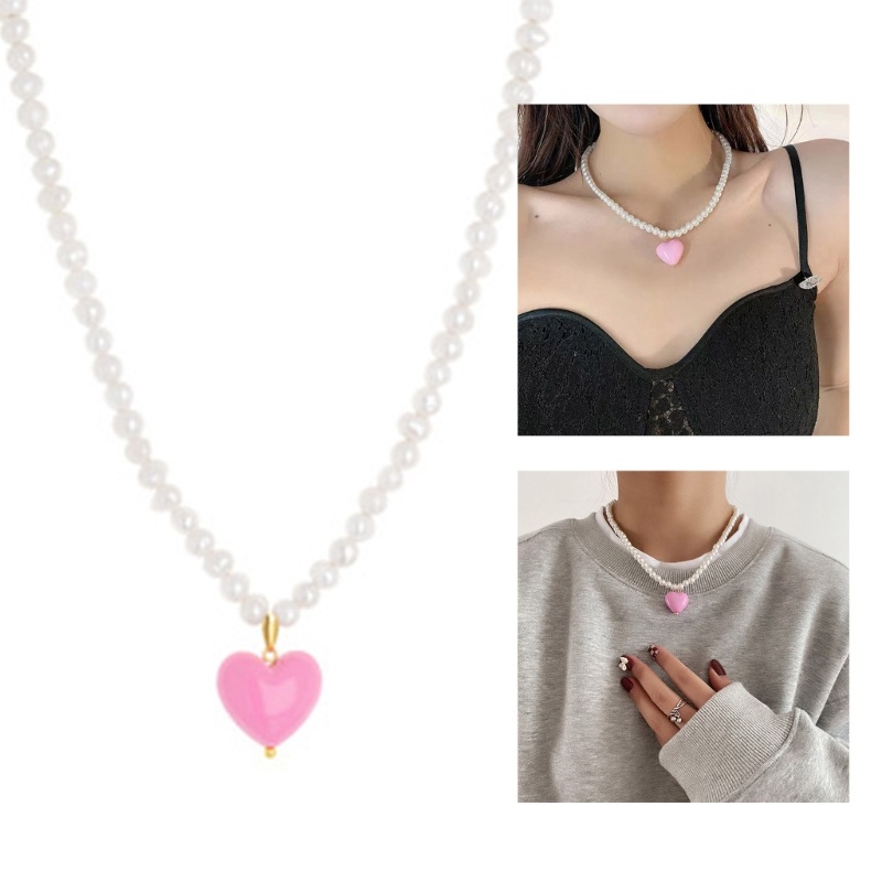 IOR ฤดูร้อนชายหาดหัวใจจี้สร้อยคอสําหรับผู้หญิงสาวลูกปัดอะคริลิคเครื่องประดับเค้นคอ