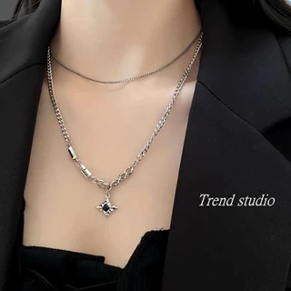 สร้อยคอสไตล์ญี่ปุ่นและเกาหลี สามารถสวมใส่ได้ทั้งชายและหญิง แฟชั่นเรียบง่ายและดูดี วัสดุเหล็กไทเทเนียมไม่ซีดจาง