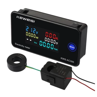 KWS - AC300 มิเตอร์ วัดไฟ Digital 7 in 1 AC 100A 50-300V วัดพลังงาน Watt Kwh Volt Amp LCD สี Solar cell มีประกัน [ MT ]