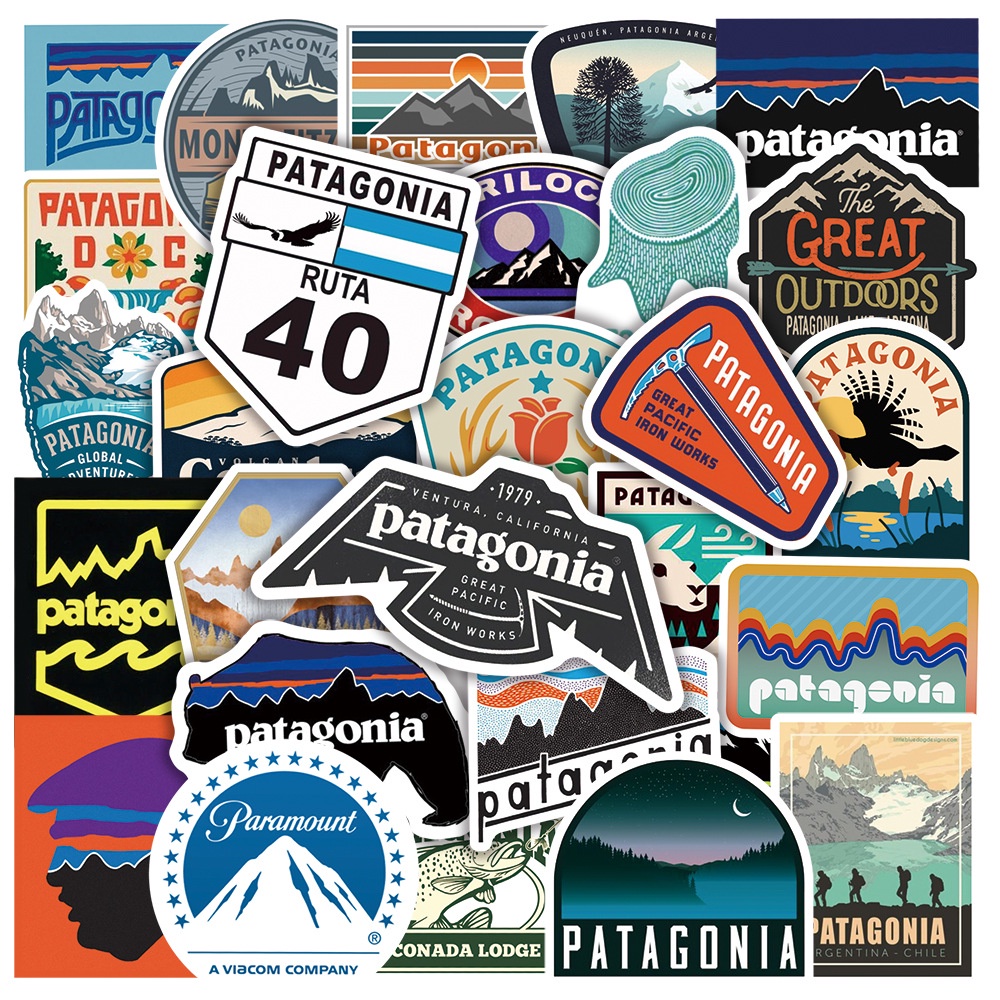 50PCS แฟชั่นสวมใส่ยี่ห้อ Patagonia กันน้ํากลางแจ้ง Graffiti สติกเกอร์สําหรับหมวกกันน็อคจักรยานบัญชีมือดินสอ Decals LanLanStickersWorld