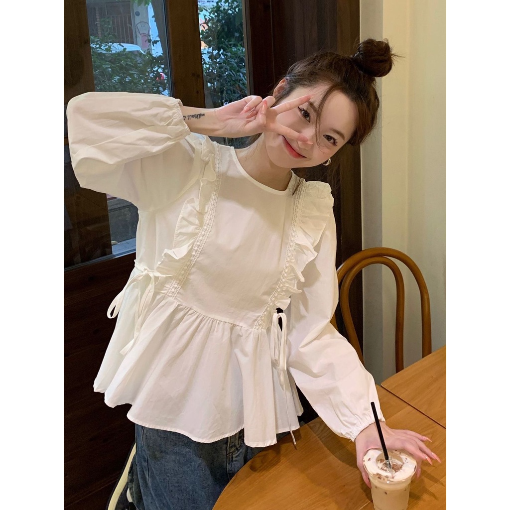 เสื้อเชิ้ตแขนยาว ทรงหลวม แฟชั่นฤดูใบไม้ผลิ สําหรับผู้หญิง