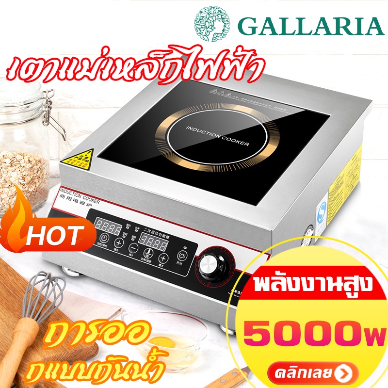 เตาแม่เหล็กไฟฟ้า 4G กำลังไฟสูง 5000W ฟังก์ชั่นตั้งเวลา 24ชั่วโมง กียร์พลังไฟ10เกียร์ ร่างกายสแตนเลส รับน้ำหนักได้ 200 กก