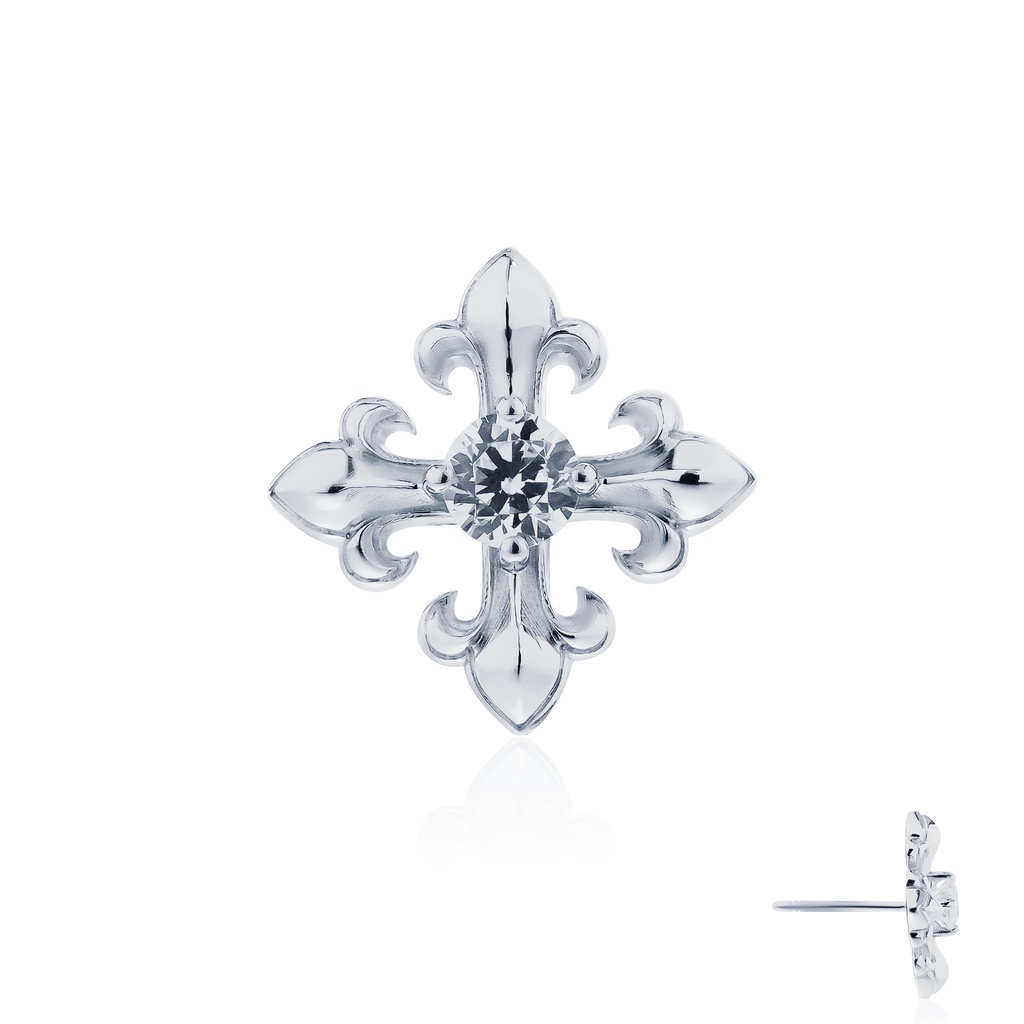 Little Motif Holy Star Earring Stud-Rituals Cross-Oversized ต่างหูเงินแท้ ชุบไวท์โกลด์ *ขายเป็นชิ้น