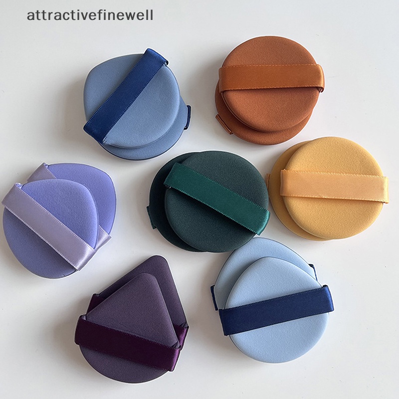 [attractivefinewell] พัฟฟองน้ํา ผ้าฝ้าย แบบนิ่ม ล้างทําความสะอาดได้ สําหรับแต่งหน้า 1 3 ชิ้น