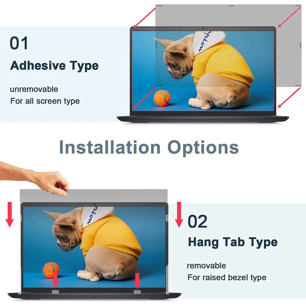 PRIVACY FILTER ฟิล์มป้องกันมองเห็นคนด้านข้าง NOTEBOOK 13.3" 14" 15.6 (345*195) 21.5 "(475*267) 24" (531*298) 16: 9 จอภาพ
