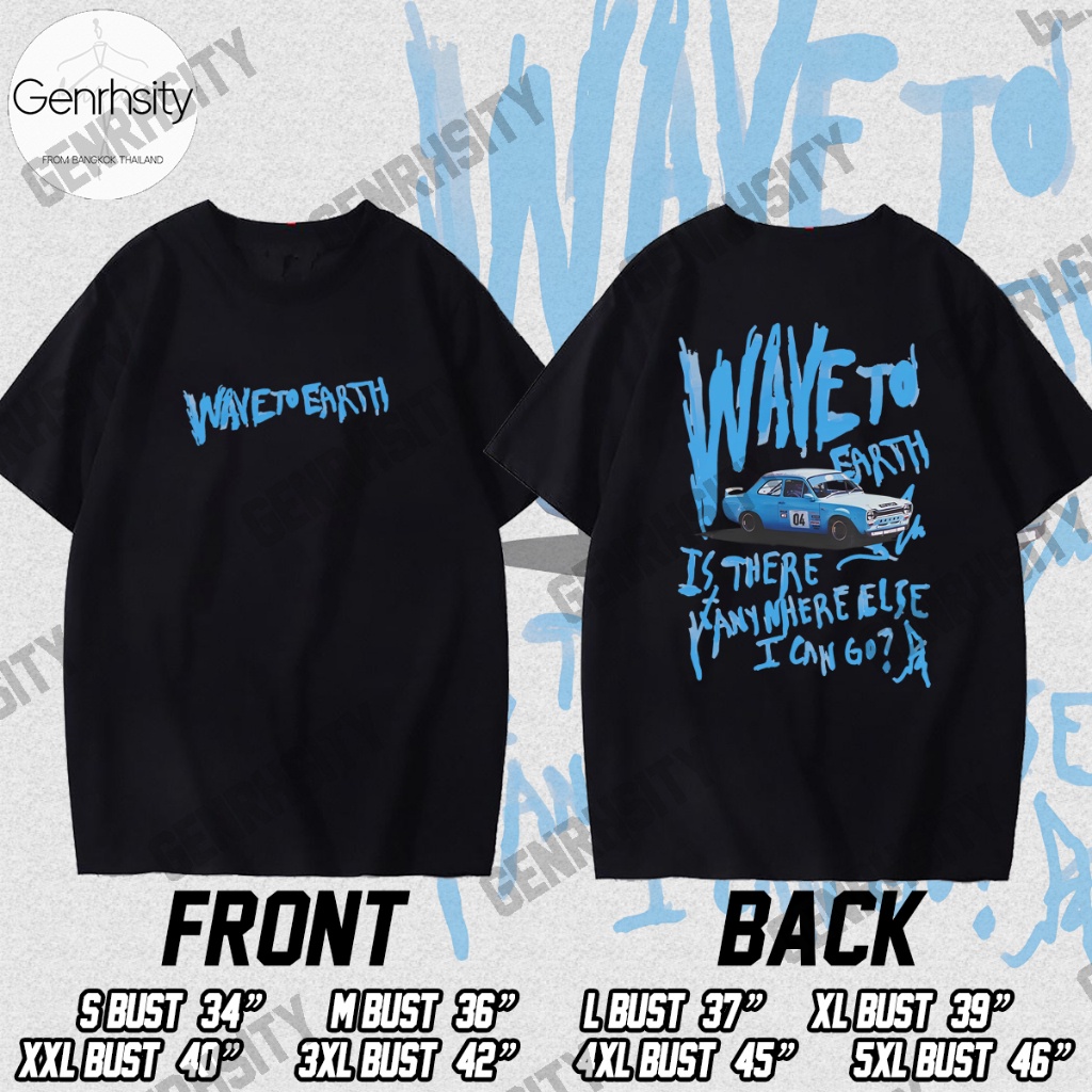เสื้อ Wave To Earth Shirt เสื้อยืดผู้ชาย ผ้าบาง ระบายอากาศได้ Cotton Print Tee White Black TopsS-5XL