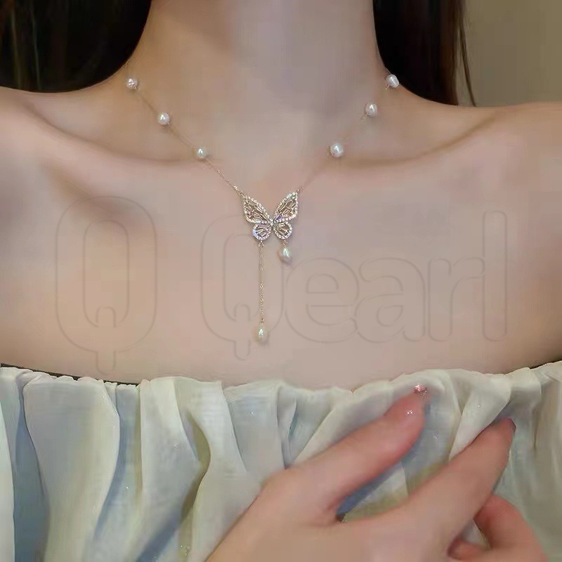 ใหม่ สร้อยคอโซ่ จี้ผีเสื้อ ประดับเพทาย สีทอง หรูหรา เครื่องประดับ สําหรับผู้หญิง งานแต่งงาน ปาร์ตี้ ของขวัญ