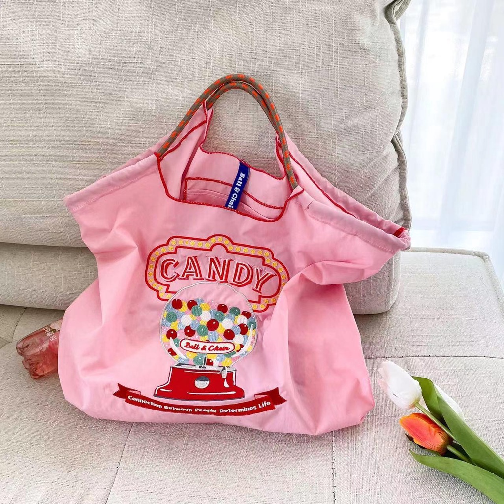 INS สไตล์ฮอต กระเป๋าช้อปปิ้ง กระเป๋าถือ ลายปักญี่ปุ่น พร้อมส่ง