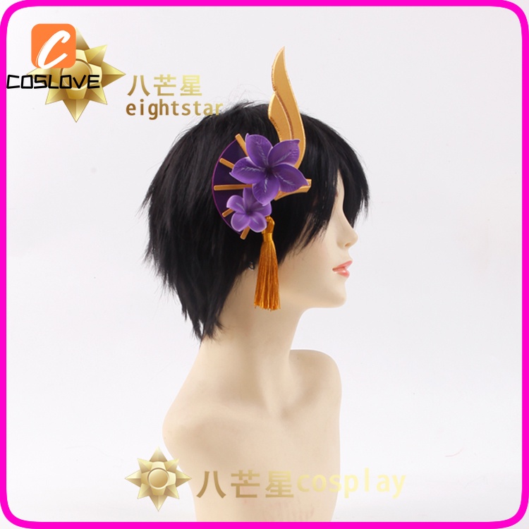 Genshin Impact Raiden Shogun พร็อพคอสเพลย์ ลายดอกไม้สีม่วง สําหรับผู้หญิง