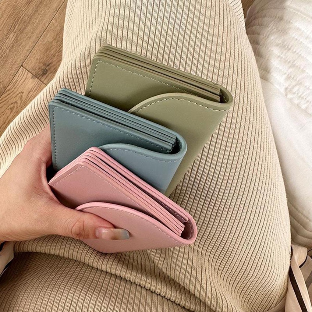 KOKO 88013 ใหม่ กระเป๋าสตางค์สไตล์เกาหลีพร้อมหัวเข็มขัดแม่เหล็กสำหรับผู้หญิง แฟชั่น INS บล็อกสีโดปามีน กระเป๋าใส่เหรีย