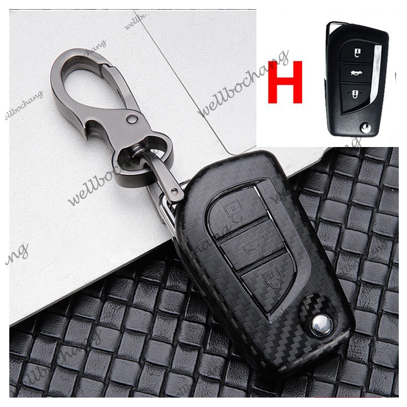 เคสรีโมทกุญแจรถยนต์ คาร์บอนไฟเบอร์ สําหรับ Toyota Hilux Rogue Revo Innova