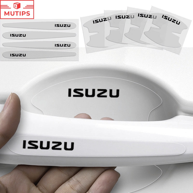 ISUZU 8 ชิ้น มีกาวในตัว สติกเกอร์ฟิล์มใส สำหรับติดมือจับประตูรถยนต์  ป้องกันรอยขีดข่วน Panther Elf Traga Dmax Mux Trooper MU7 TFR Crosswind Panther Sportivo