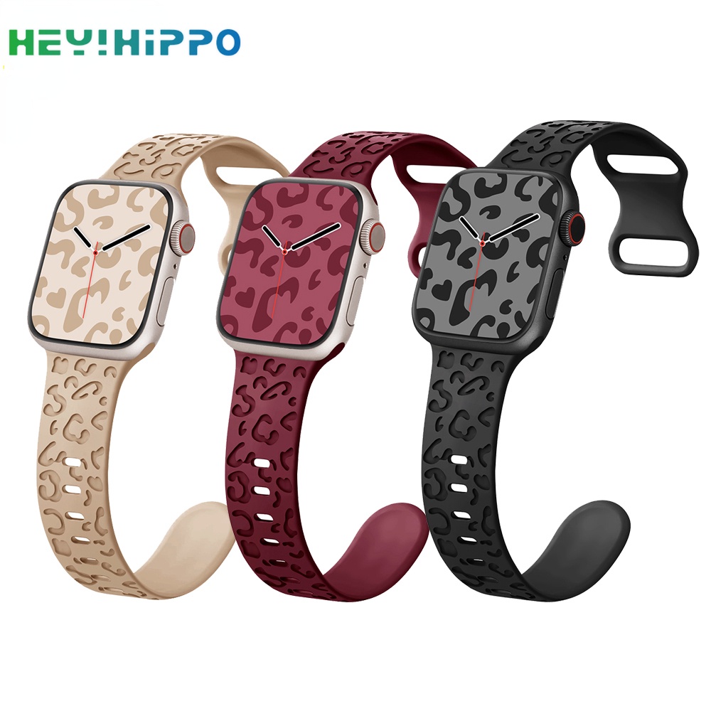 สายนาฬิกาข้อมือซิลิโคน พิมพ์ลายเสือดาว สําหรับ Iwatch Band 44 มม. 40 มม. 45 มม. 41 มม. มากกว่า 49 มม. 42 มม. 44 มม. 45 มม. Iwatch Series 7 8 Series 3 4 5 6