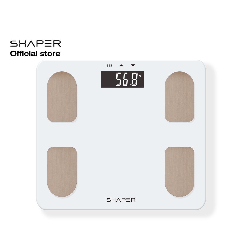 SHAPER เครื่องชั่งน้ำหนักบุคคลแบบดิจิตอลและวัดเปอร์ไขมันในร่างกาย รุ่น BF-960 - สีขาว (สินค้ารับประกัน 1 ปี)