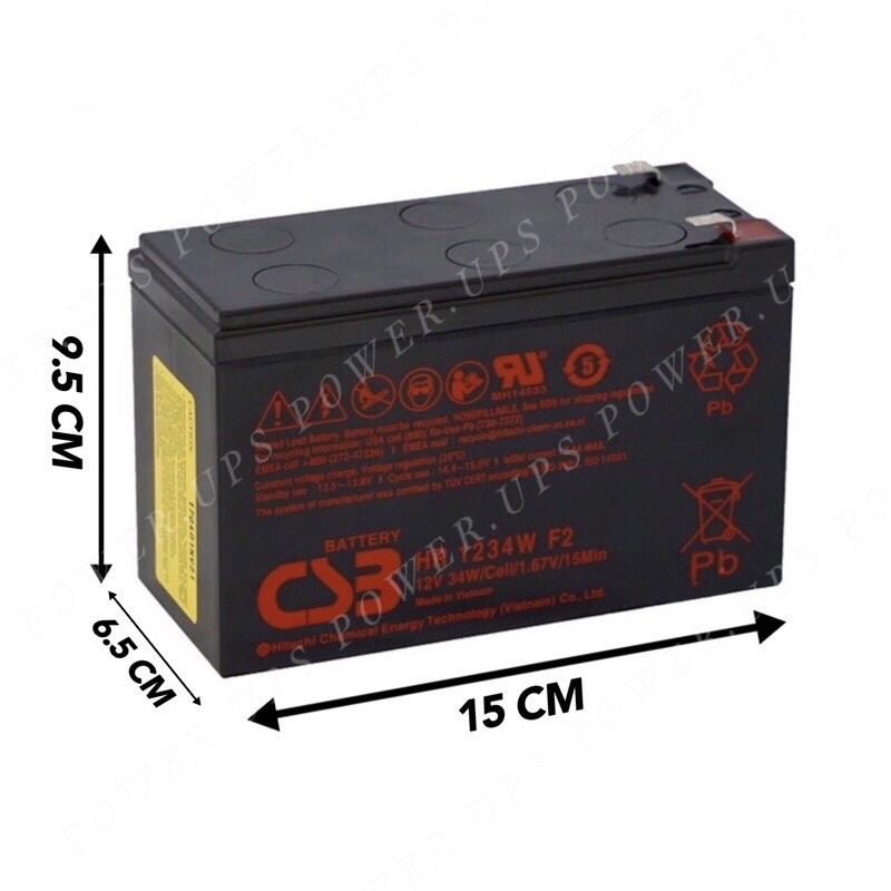 ปลั๊กพกพา แบตเตอรี่ CSB Battery รุ่น HR 1234W F2 *12v9ah* เหมาะสมสำหรับเครื่องสำรองไฟและไฟฉุกเฉิน แบ