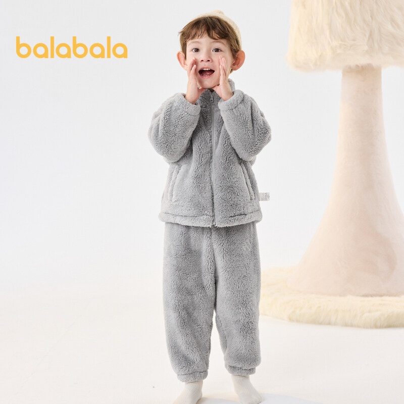 Balabala ชุดนอน ผ้าฟลีซ เหมาะกับใส่ในบ้าน แฟชั่นฤดูหนาว สําหรับเด็กผู้ชาย และเด็กผู้หญิง