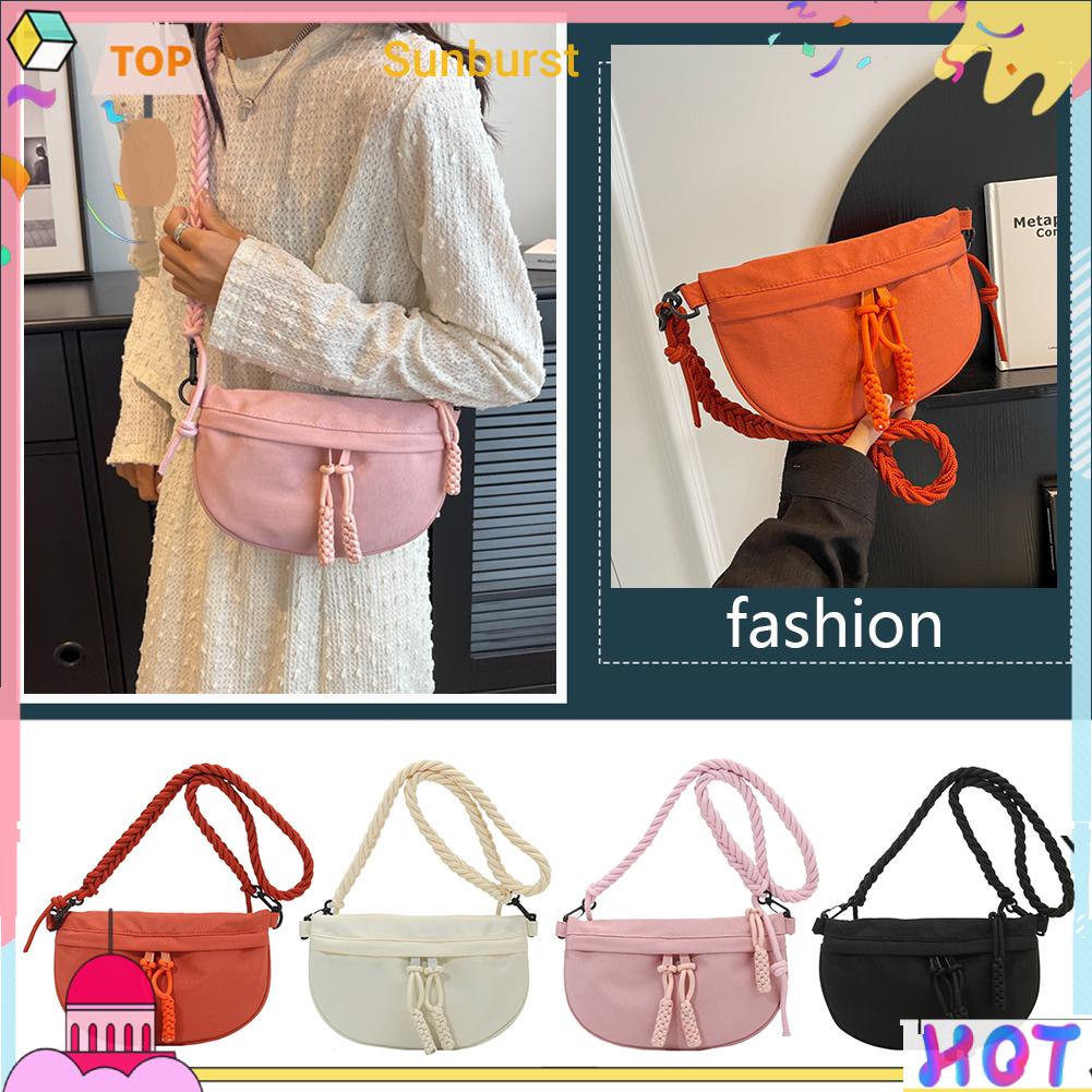กระเป๋าคาดอก กระเป๋าคาดเอว ผ้าแคนวาส สีพื้น สําหรับผู้หญิง [Sunburst11.th]