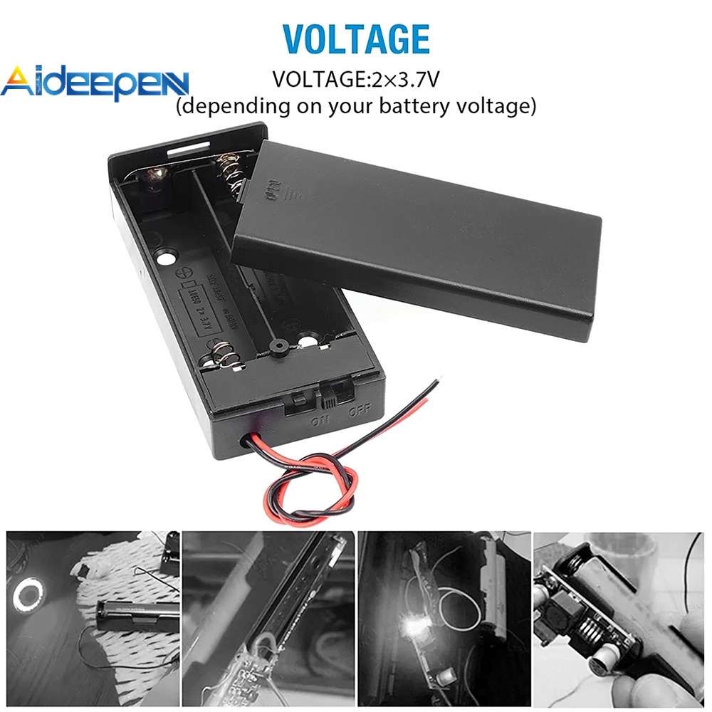 Aideepen กล่องเคสแบตเตอรี่ พลาสติก 3.7V DIY สําหรับแบตเตอรี่ 18650 2 ชิ้น 5 ชิ้น