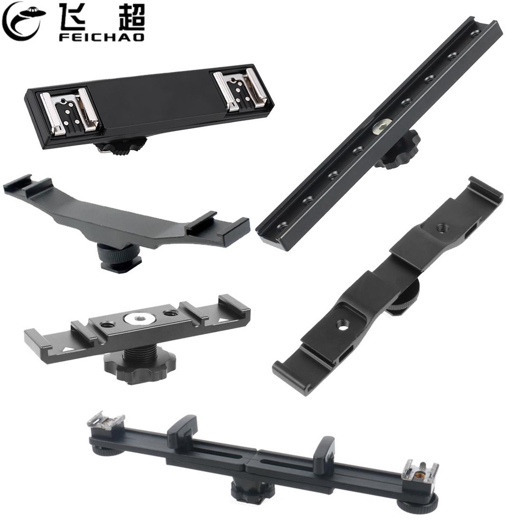 FEICHAO Triple Double Cold Shoe/Hot Shoe Mount อลูมิเนียม 1/4 อะแดปเตอร์สําหรับกล้อง Canon DSLR Flash Light ไมโครโฟน