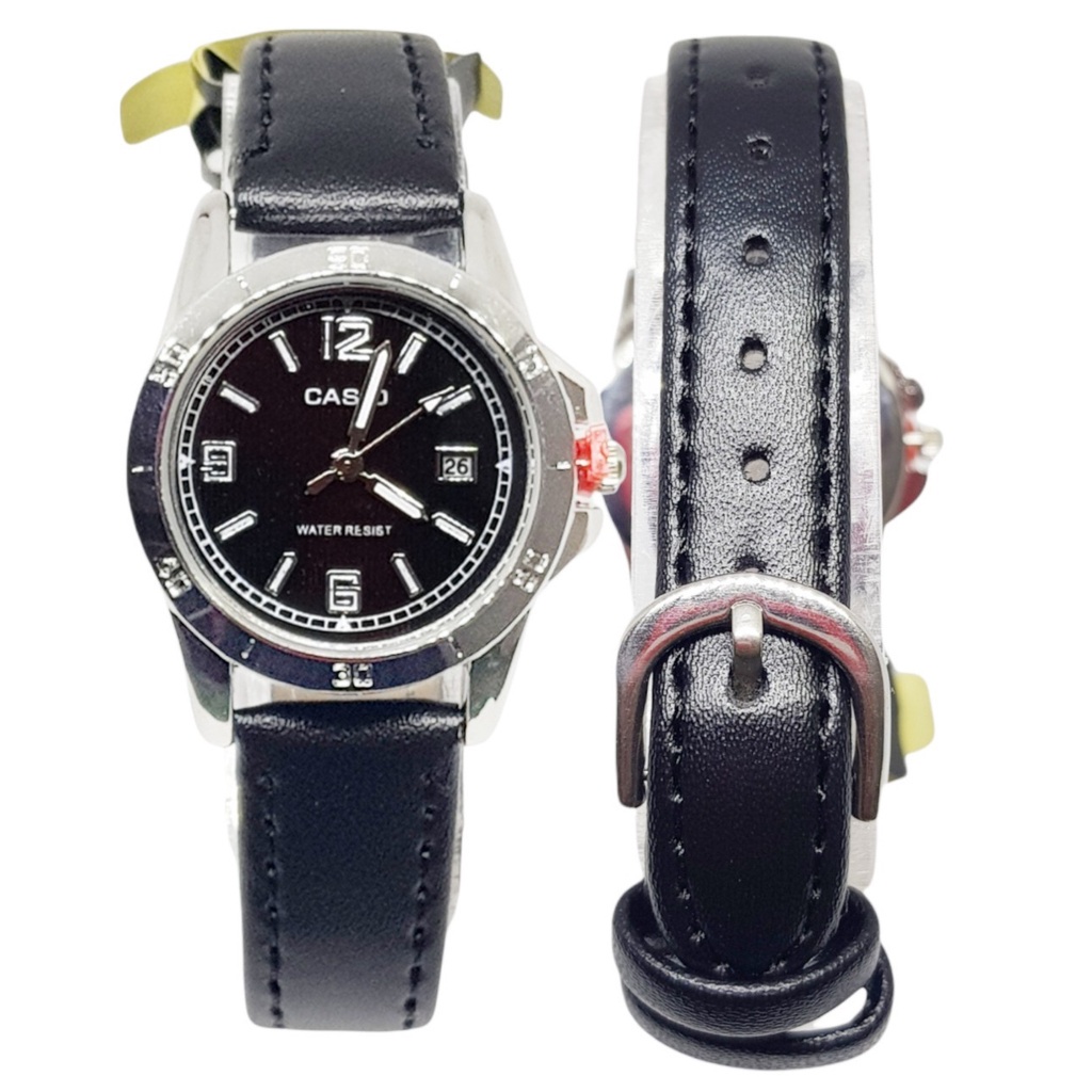 ร้านขายนาฬิกา Casio นาฬิกาข้อมือผู้หญิง สายหนัง สีน้ำตาล วันที่ นาฬิกาคาสิโอ้ ใส่ทำงาน Quartz นาฬิกาผู้หญิง สายหนัง
