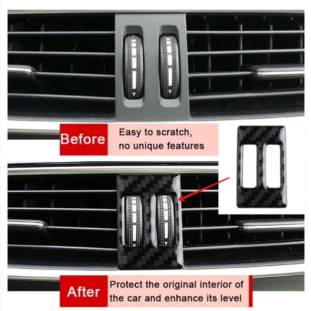 【พร้อมส่ง】สติกเกอร์คาร์บอนไฟเบอร์ ตกแต่งช่องแอร์รถยนต์ สําหรับ Mercedes-Benz C Class W204 2011 2012 2013