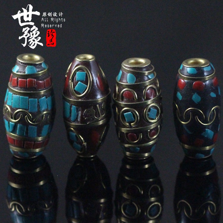 Spacer ลูกปัดเนปาล Handmade หกตัวอักษร Mantra สร้อยข้อมืออุปกรณ์เสริม