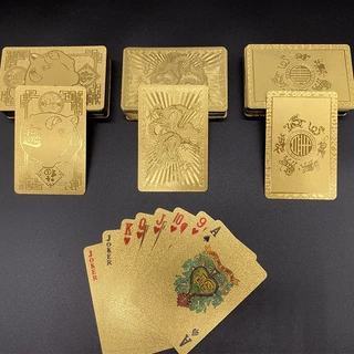((ของขวัญใหม่แฮปปี้) Local Tyrant Gold Poker 24K Gold ฟอยล์เล่นไพ่ Tik Tok การ์ดพลาสติกกันน้ํา PVC ล้างทําความสะอาดได้ 12.20