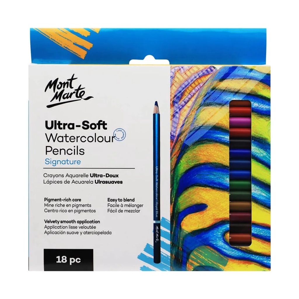 Montmarte ดินสอสีไม้ระบายน้ำ Ultra-Soft Montmarte 18 ด้าม