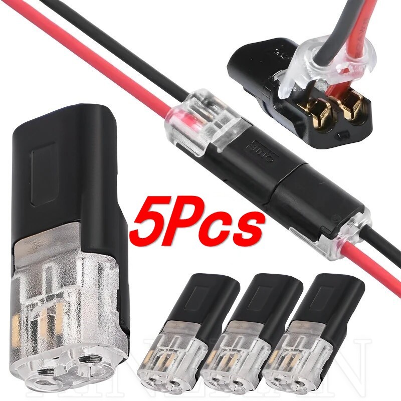 ปลั๊กเชื่อมต่อสายไฟ Led 2 ขา พร้อมหัวเข็มขัดล็อค เชื่อมต่อเร็ว แรงดันไฟฟ้าต่ํา 5 ชิ้น