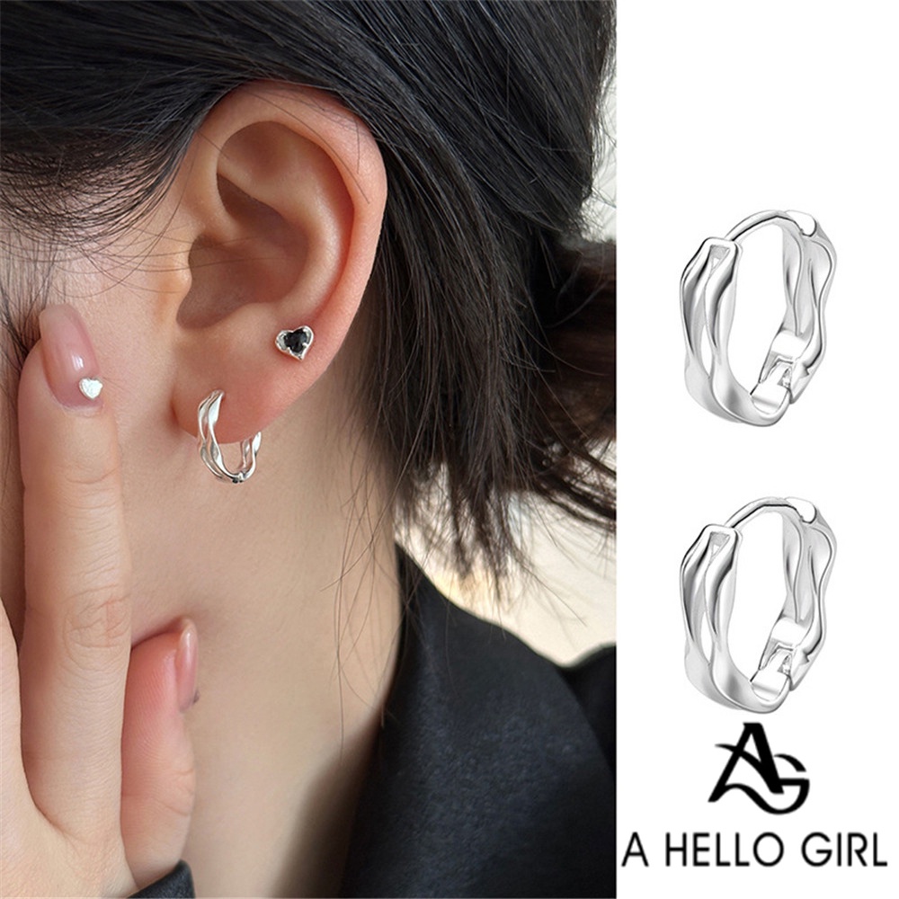 A HELLO GIRL ใหม่ ต่างหูเงิน S925 สไตล์เรียบง่าย สําหรับผู้หญิง 2024