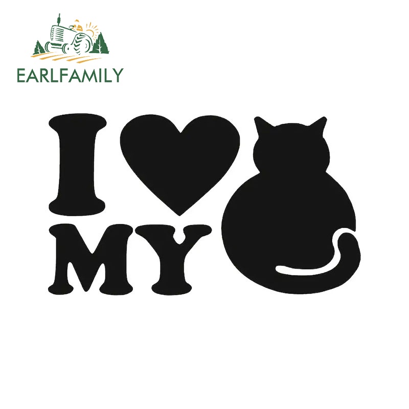 Earlfamily สติกเกอร์ ลาย I Love My Cat ขนาด 13 ซม. x 7.6 ซม. สําหรับติดตกแต่งประตู หน้าต่างรถยนต์