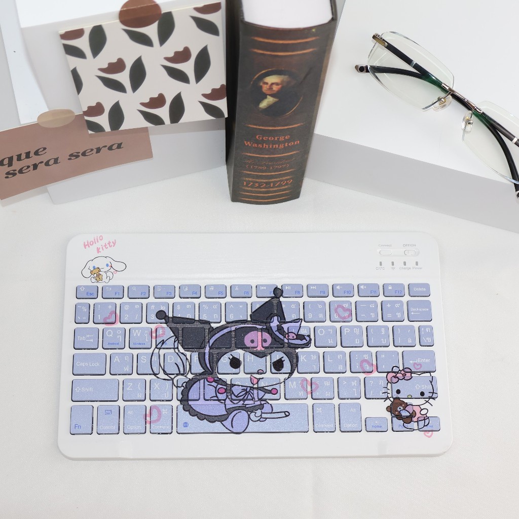 พร้อมส่ง💖 แป้นพิมพ์ Bluetooth Keyboard คีย์บอร์ดไร้สาย ปุ่มกดไทย บลูทูธ 5.0 รองรับ Android/ iOS/ Windows แป้นพิมไร้สาย