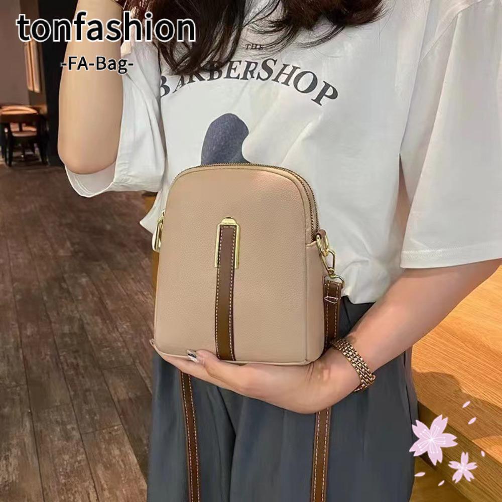 Tonfashion กระเป๋าสะพายไหล่ น้ําหนักเบา มีซิป แนวตั้ง ขนาดเล็ก ใส่โทรศัพท์มือถือได้ สไตล์เรโทร สําหรับผู้หญิง