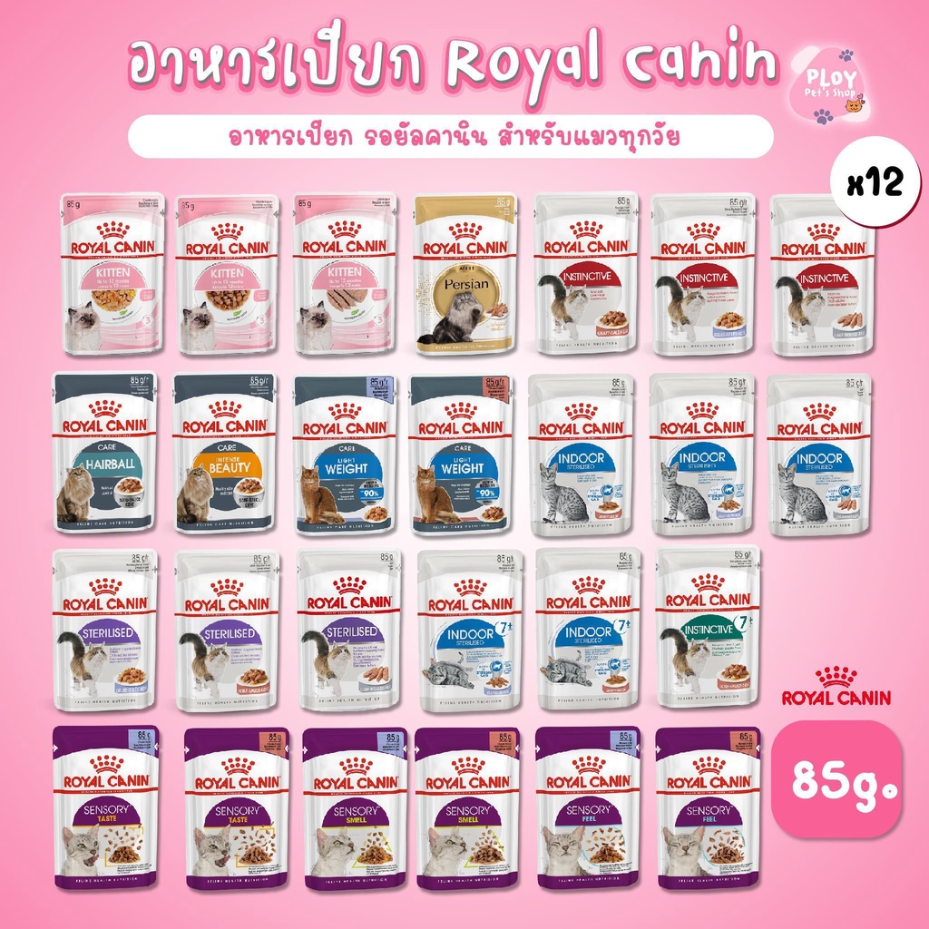 [โหล 12 ซอง]Royal Canin Pouch อาหารเปียก รอยัลคานิน สำหรับแมวทุกช่วงวัย ขนาด 85 กรัม/ซอง