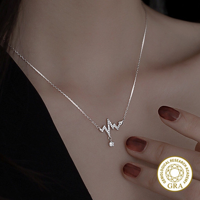 [ใบรับรอง GRA ฟรี] สร้อยคอจี้ Moissanite เงิน 925 ECG หญิง