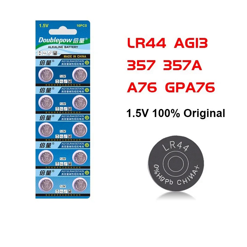 10pcs 1.5V Alkaline button battery  LR44 AG13 357 357 A76 GPA76 Button cell Watch Battery Coin Cell 