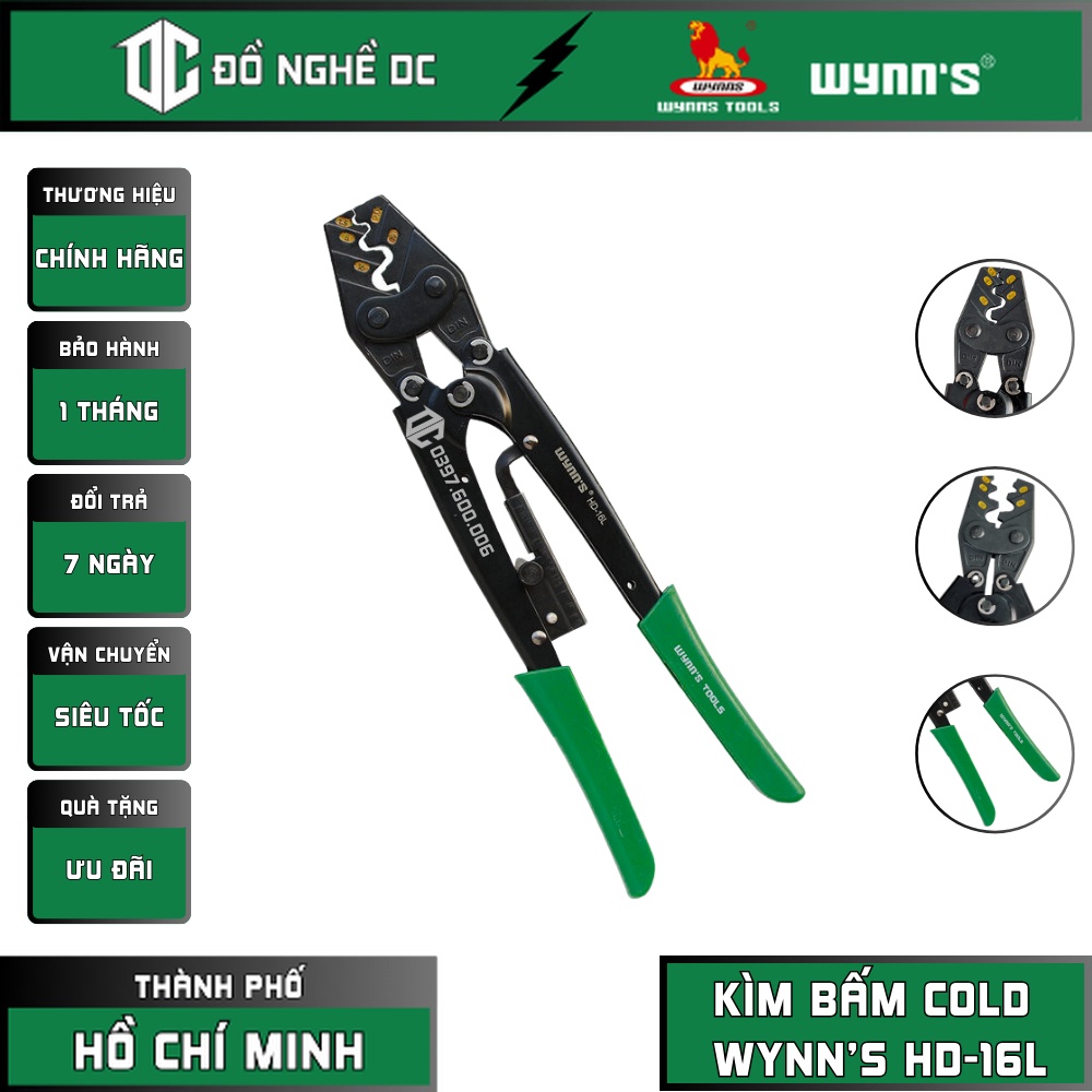 คีมคอส คีมเย็น คีมคอส 1.25-1.5; 2-2.5; 5.5-6; 8-10; 14-16 mm2 HD-16L Wynns วัสดุเหล็ก SK-55 -SG