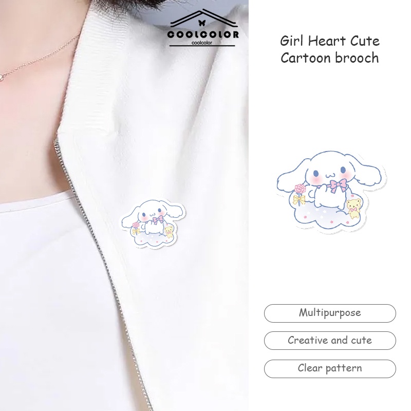 หญิงสาวหัวใจน่ารักเข็มกลัดเสื้อผ้าบรรจุภัณฑ์ตกแต่งกระเป๋าดินสอสไตล์ญี่ปุ่นตราอบเชยเล็บ