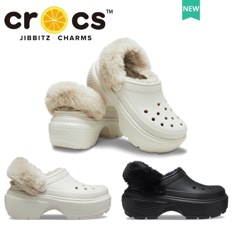 croc แท้ STOMP LINED CLOG รองเท้าแตะที่อบอุ่น รองเท้าแตะรัดส้นผู้หญิง รองเท้ากันลื่น#208546