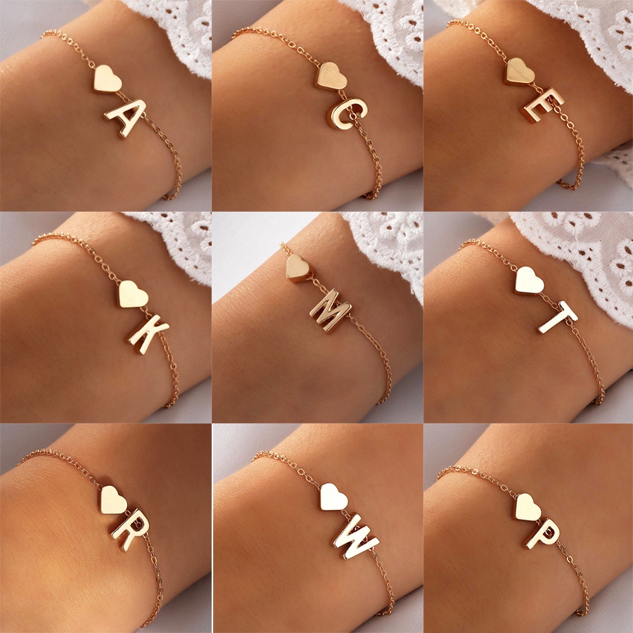 คลาสสิก 26 ตัวอักษรเริ่มต้น สร้อยข้อมือผู้หญิง แฟชั่น สร้อยข้อมือโซ่ สําหรับเครื่องประดับผู้หญิง