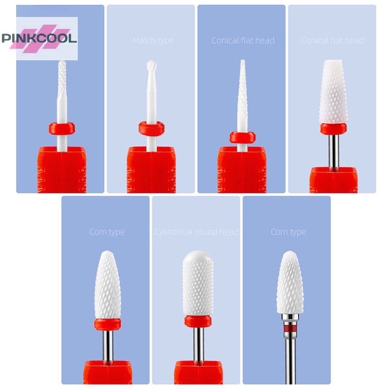 Pinkcool ขายดี ดอกสว่านทังสเตนเซรามิค สําหรับตกแต่งเล็บไฟฟ้า 1 ชิ้น