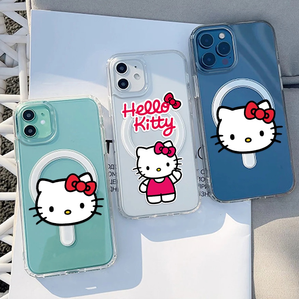 เคสโทรศัพท์มือถือ แบบแม่เหล็ก กันกระแทก ลายการ์ตูน Hello Kitty Pochacco Crayon Shin-Chan BAPE Spider-Man Macio สําหรับ Iphone 15 14 11 13 12 X XS Pro Max Xr Mini Xr 7 8 Plus