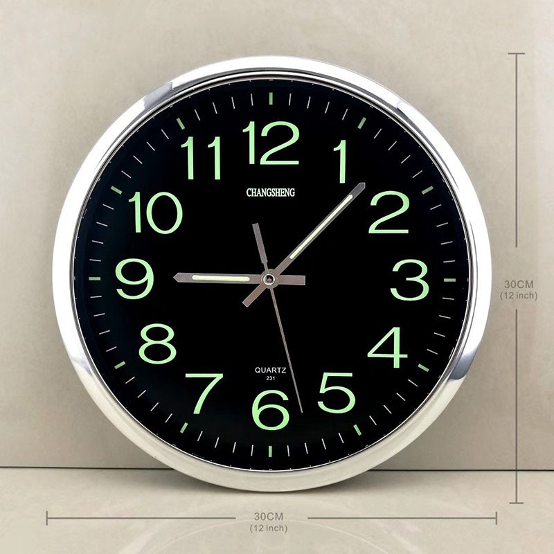 นาฬิกาแขวนผนังเรืองแสง 12นิ้ว ไร้เสียง ระบบ (มีหลากสี) นาฬิกาแขวนผนัง คุณภาพสูง พื้นผิวกระจก เข็มเดินเรียบ - รูปที่ 3